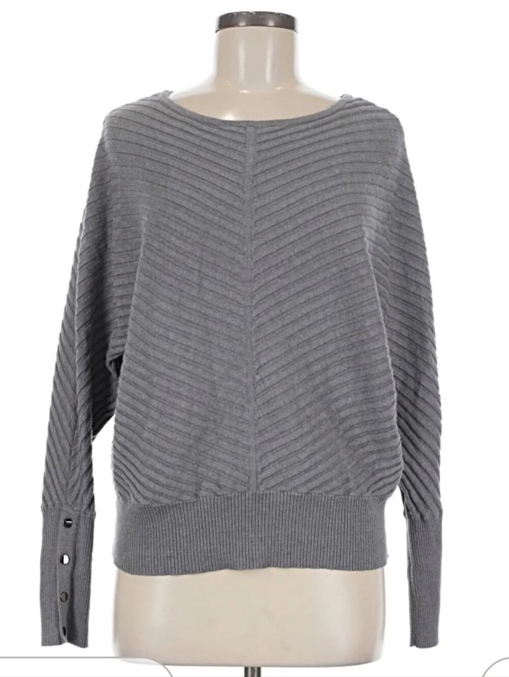 Alfani Gray Chevron Rib Boatneck Sweater